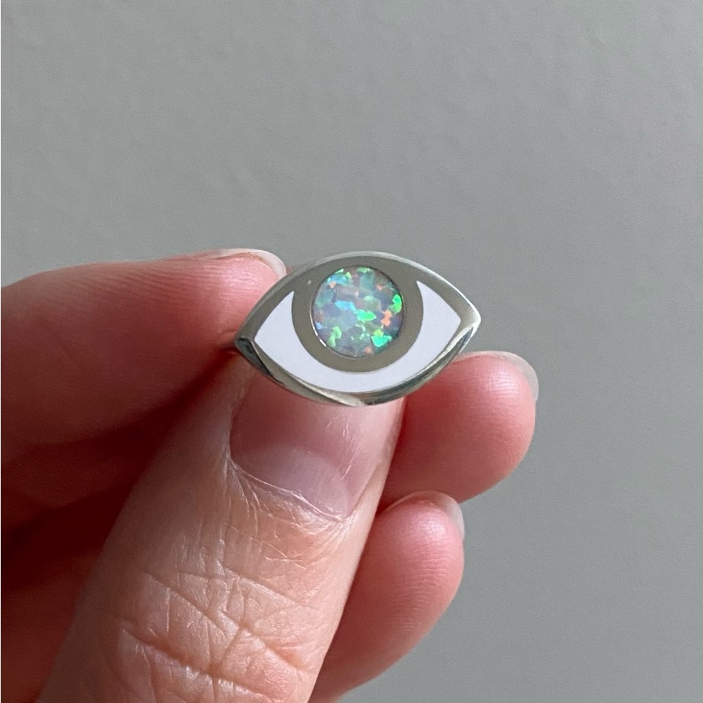 Opal Eye Ring Silver Jewelry - Picture 7 of 11